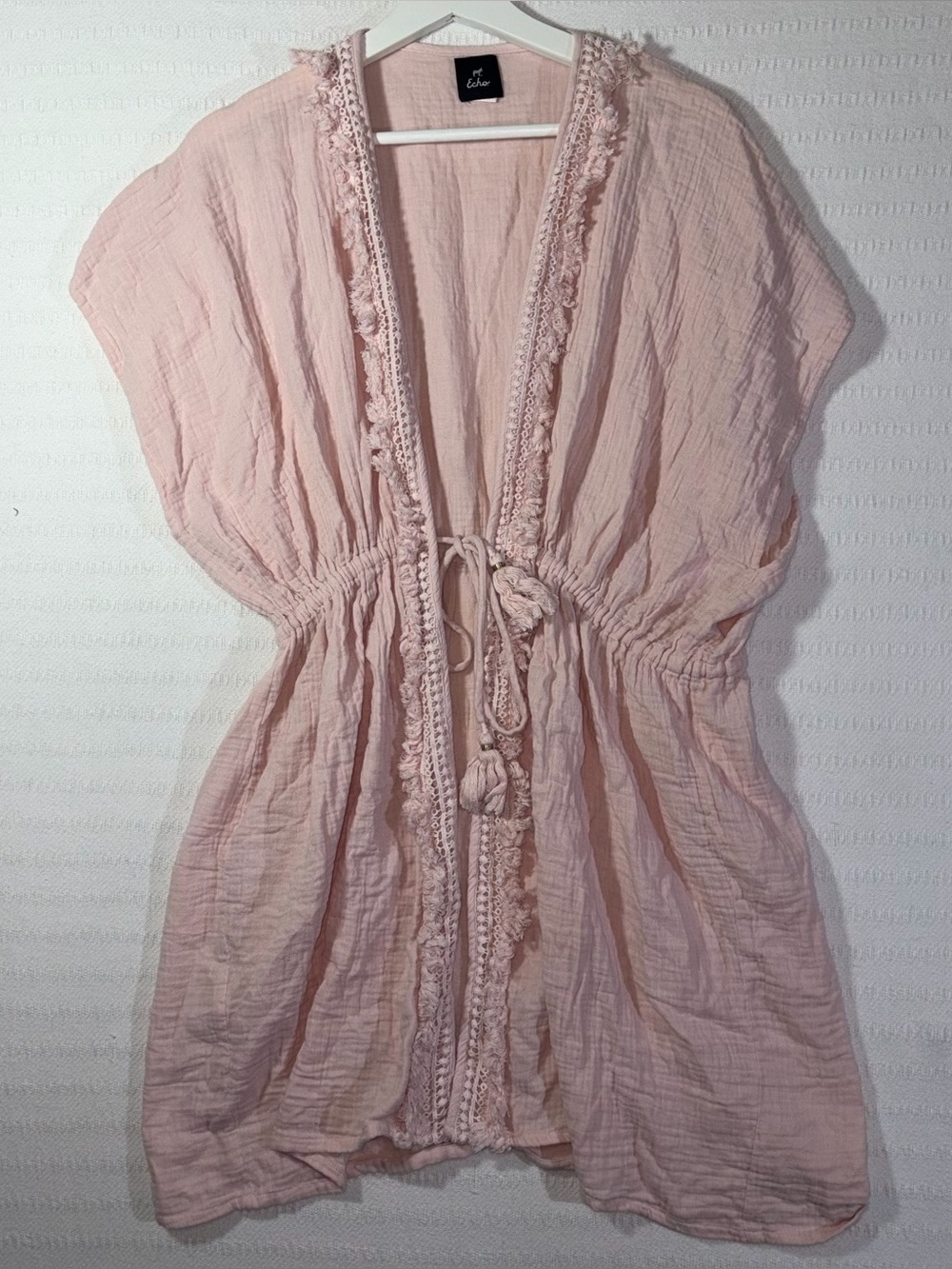 Echo Womens Boho Gauze Cotton Dress Cover Up One Size Beach Swim Vacation Resort